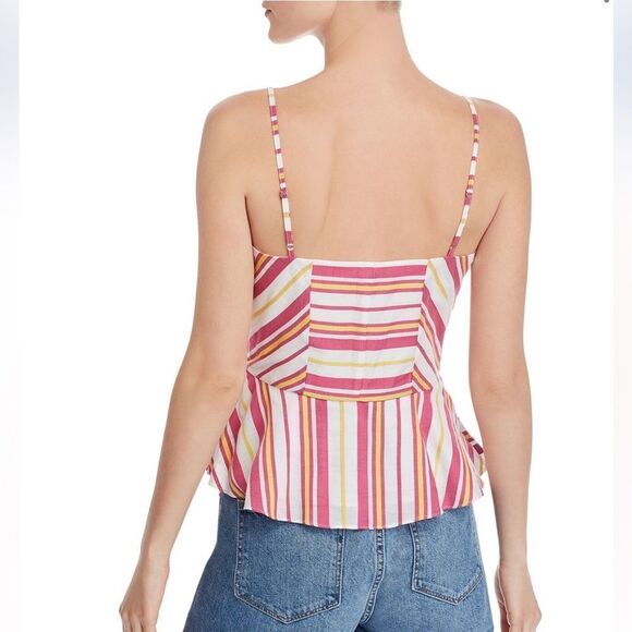 NWT Parker Striped Bow Front Peplum Top In Poolside Stripe - Picture 2 of 8